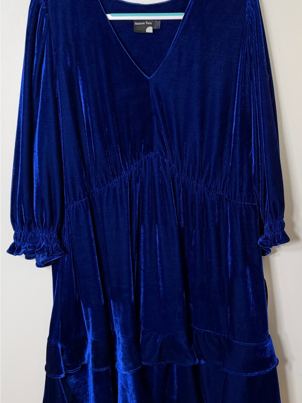Maison Tara blue velvet fit & flare dress 22W plus size NWTS holiday party